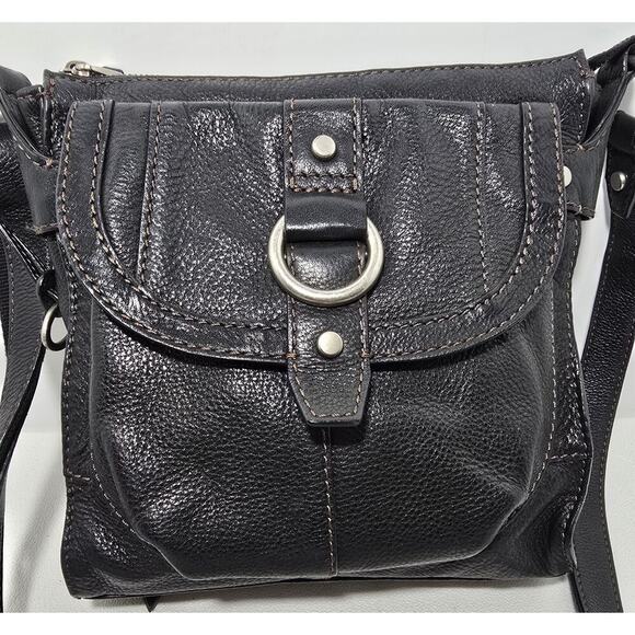 Fossil Milo Crossbody Bag Long Live Vintage Black Pebble Leather w/Organizer - Picture 2 of 12